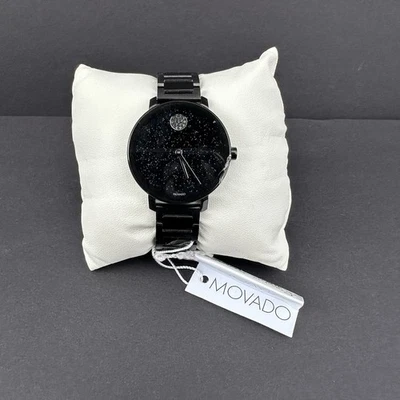 Movado Bold Evolution Women's Glitter Dial Leather Band Watch Needs Battery Read - Image 1 of 4