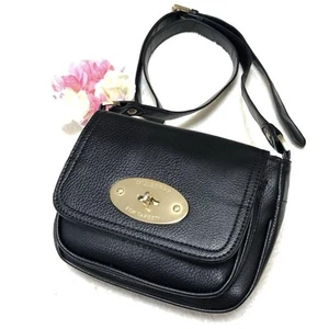 Mulberry Shoulder Bag Turnlock Leather Black Gold Hardware Mini Bag Women's - Picture 1 of 24