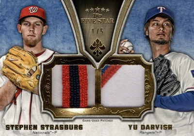 2012 Topps Five Star Active Dual Patches #SD Yu Darvish/Stephen Strasburg 1/5!  - Image 1 of 2