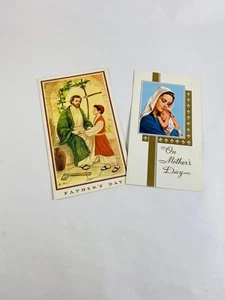 Vintage 1960s Catholic Mother's Day and Father's Day greeting card lot Jesus Chr - Bild 1 von 6