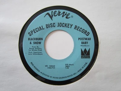 60-е ROCK Blackburn & Snow ПОСЛЕВОЕННЫЙ BABY Time VERVE #10563 промо почти как новый - Изображение 1 из 2
