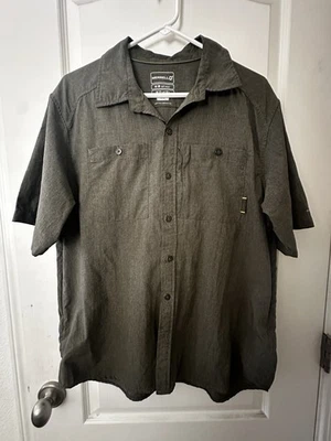 Merrell Men’s Large Short Sleeve Green Button Up Opti-wick UPF 30 Shirt Tagless - Image 1 of 4