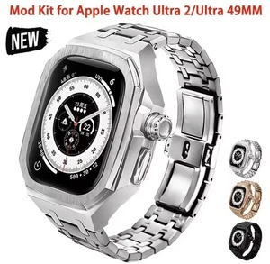 Neu Silber Luxus Edelstahl Gehäuse Band für Apple Watch Ultra 1 2 49mm - Bild 1 von 5