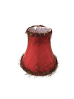 Red Gold Fabric Lampshade Luxury Bell Feathered Faux Silk Medium Lighting Decor