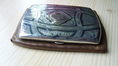 Russisches? Niello Silber Zigarettenetui mit Lederetui sehr alt ca.136 Gramm !!! - Bild 1 von 4