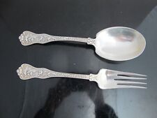Antique TIFFANY Sterling Silver Ornate OLYMPIAN Salad Fork & Spoon Serving Pair