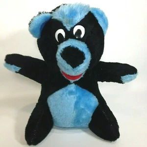 Acme Teddy Bear Plush Vintage 1986 Black Blue Stuffed Animal in Korea 10" - Picture 1 of 9