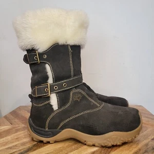 Salomon Lhasa Suede Fur Buckle Pull-On Winter Boots Women US Size 6 - Picture 1 of 11