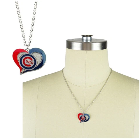 New MLB Chicago Cubs Fashion Jewelry Swirl Heart Charm Pendant Necklace Cover