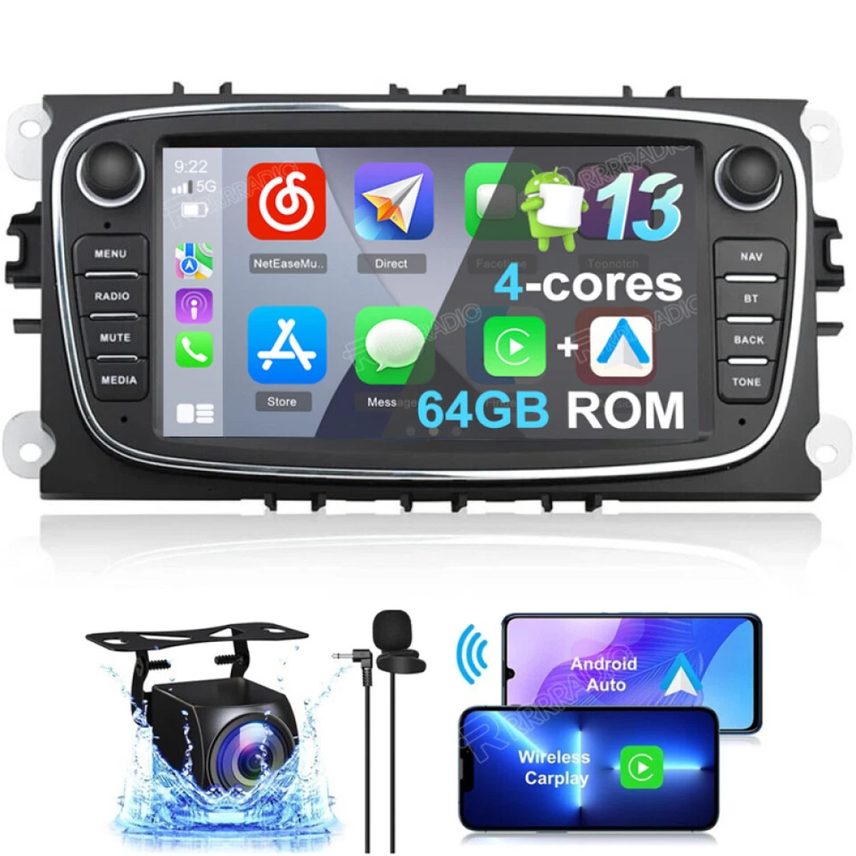 Für Ford Galaxy Focus MK2 Mondeo C S Max Android Autoradio GPS Carplay 64GB +Kam - Bild 1 von 4