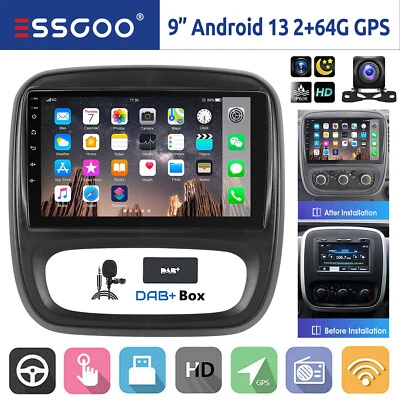 Für Opel Vivaro B 2014-19 DAB+ CarPlay Autoradio 64G Android 13 GPS Navi MIK KAM - Bild 1 von 4