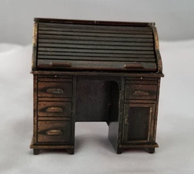 Vtg Collectible Metal Miniature Doll House Roll Top Desk~Durham Industries~No.11 - Image 1 of 4