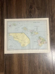 VTG 1900 Map Hawaiian Islands+Alaska 11X14.5”Antique Full Color 124yr Old Maps - Picture 1 of 20