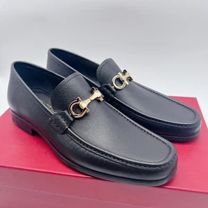 Salvatore Ferragamo Chris Horse-Bit Men’s Dress Shoes Loafers Black Leather US 8 - Picture 1 of 13