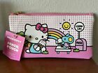 Sanrio Hello Kitty & Mouse White Faux Leather School Pencil Pouch 8.75"x 4.25"