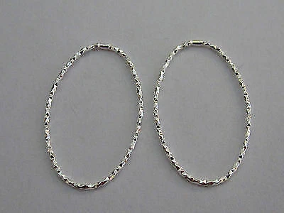 2 BASI ORECCHINI OVALI  FILO DIAMANTATO 17X13 MM ARGENTO 925 STERLING - Immagine 1 di 1