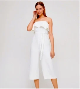 Aritizia Babaton White Strapless Ruffle Jumpsuit - size 6 Small - Picture 1 of 4