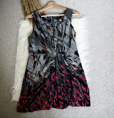 TED BAKER Red & Grey Elegant Sleeveless Silk Tunic Top UK Size 10 - Image 1 of 4