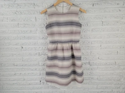 Vestido para mujer Fossil 2 mini funda sin mangas algodón seda gris rayas ligero Foto 1 de 4