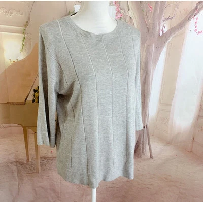 Suéter largo túnica de gran tamaño LG Lafayette 148 NY gris ligero mezcla lana Foto 1 de 4