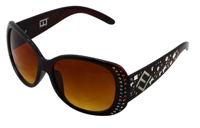 GAFAS DE SOL - Marco y lente marrón de gran tamaño con detalles plateados glamour moda Foto 1 de 4