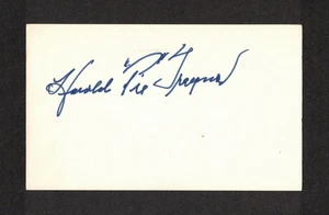 Harold "Pie" Traynor Original Signed Autograph 3x5 Index Card Pittsburgh Pirates - Picture 1 of 2
