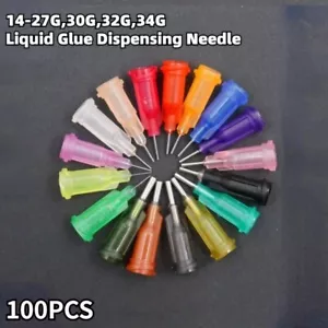 100 Pcs 1/4" Blunt Tip Plastic-steel Dispensing Needles Screw Interface - Picture 1 of 32