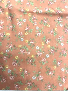 VTG Tiny Ditzy CALICO Peach Blue & Yellow Florals on Melon Cottagecore BTFQ - Picture 1 of 7