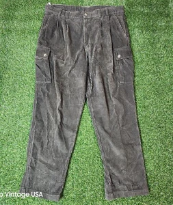 Timberland Pants Mens 40 Green Corduroy Cargo Pleated Straight Leg High Rise - Picture 1 of 17