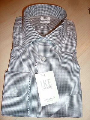 CAMISA IKE BEHAR PARA HOMBRE NUEVA $190 Talla 16 34 Rendimiento sin hierro blanco gris BC Foto 1 de 4