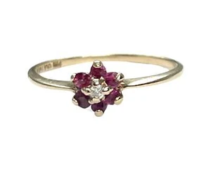 Yellow Gold Ruby and Diamond Ring - Picture 1 of 6