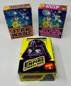 Three original Topps Star Wars trading cards empty display boxes No wax packs - Picture 1 of 1