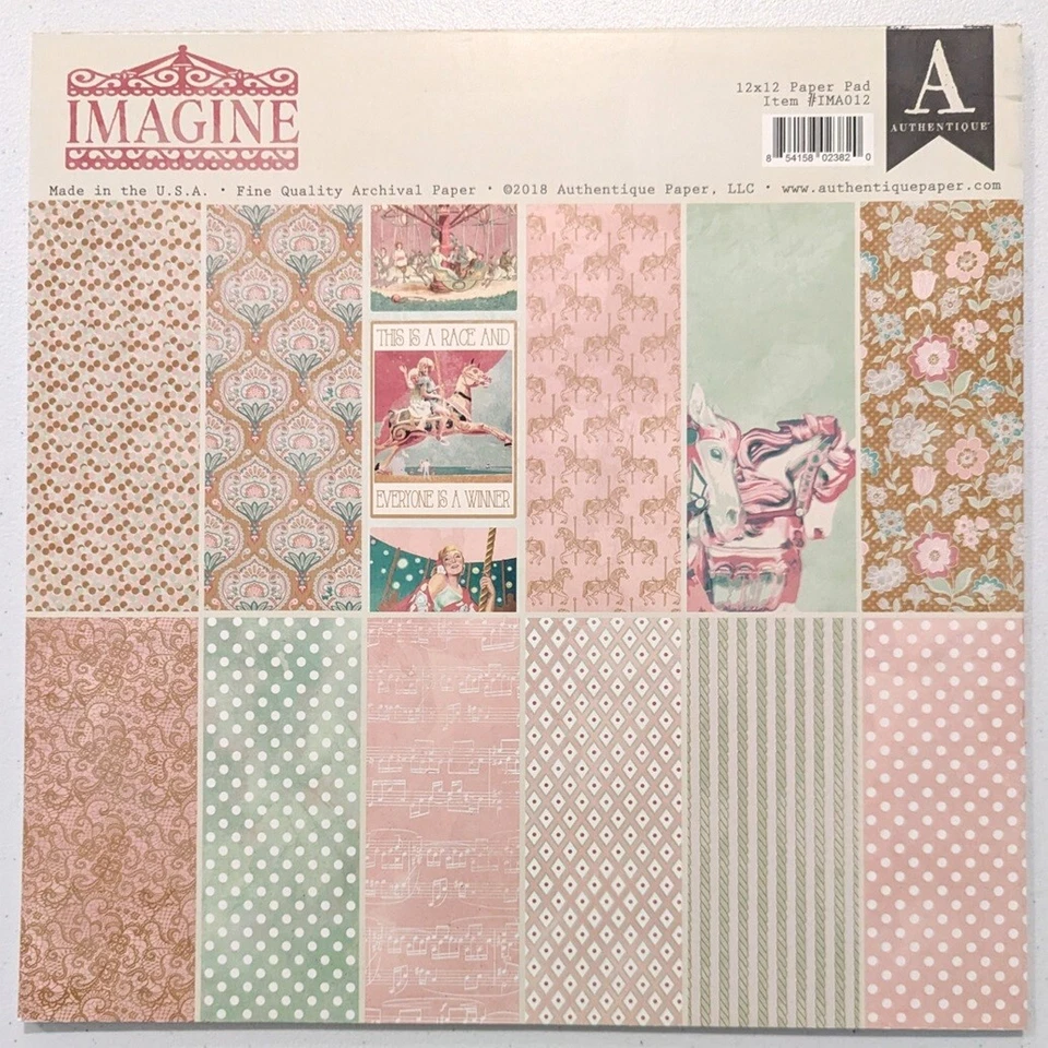 Auténtica almohadilla de papel 12x12 carrusel caballos vintage álbum de recortes brillo imagina Foto 1 de 4