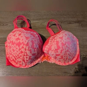 Victorias Secret Padded Push Up Underwire Bra Pink Lace - Picture 1 of 3