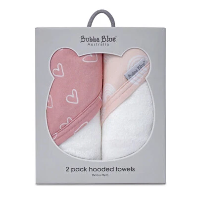 2PK Bubba Blue Bamboo 6.75x75cm Nordic Hooded Towel Baby 0-12m Dusty Berry/Rose - image 1 of 4