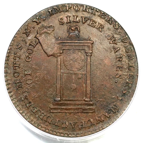 1789 PCGS MS 61 Thick Planchet, Plain Edge Mott Token Colonial Coin Cover