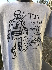 The Mandalorian The Child Baby Yoda Adult T Shirt Meduim Gray This Is The Way - Picture 1 of 2