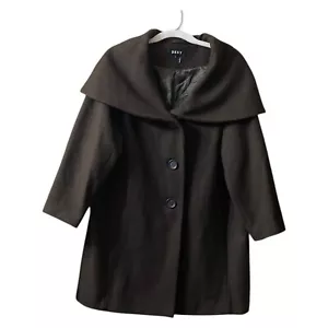 NEW $395 DKNY Brushed Wool-Blend Shawl-Collar Hooded Coat - Size 1X - Picture 1 of 8