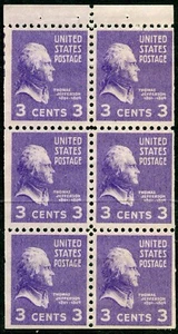 US Scott 807a Booklet 6er Scheibe mit 21/2mm vertikaler Dachrinne neuwertig NH  - Bild 1 von 1