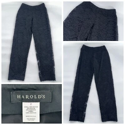 Pantalones Harold’s Floral Brocado Mujer Talla 2 Negro Rayón Nailon Acetato YGI J4-38 Foto 1 de 4