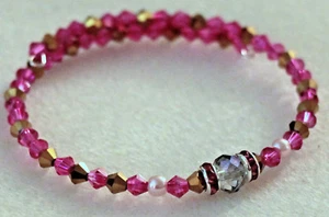 Pulsera envolvente individual con cuentas de alambre rosa y dorado para mujer. ap3085 - Imagen 1 de 4