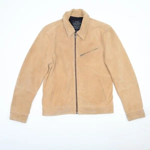 Lucky Brand Beige Suede Leather Biker Motorcycle Riding Jacket Mens M Medium - Picture 1 of 15