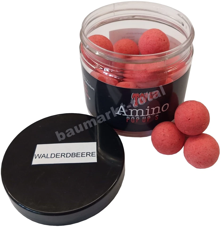 Karpfenboilie Bolie Top Secret Amino Pop Up`s Ø 20mm WALDERDBEERE 80g Boilies - Bild 1 von 1
