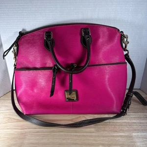 Dooney and Bourke Dillen Double Pocket Satchel Bright Neon Pink Zip Up - Picture 1 of 12