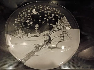 Vintage Studio Nova Mikasa Winter Land 14 Inch Frosted Glass Plate Cake Platter  - Picture 1 of 6