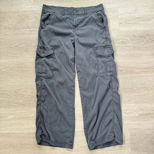 American Eagle Dreamy Drape Mid Rise Baggy Wide Leg Cargo Pants Black/Gray, 14 - Picture 1 of 8