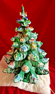 Large 22" Vintage Ceramic Christmas Tree w /Base Frosted Tips 2 Sets of Bulbs - Picture 1 of 17