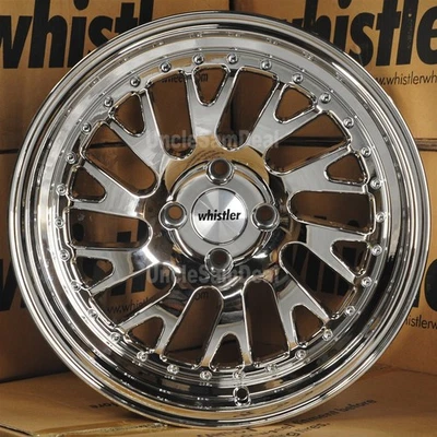 JUEGO DE 4 RUEDAS 16x9 4x100 13 OFFSET WHISTLER SK1-T PVD CROMO con RADIOS DE MALLA REMACHE Foto 1 de 4