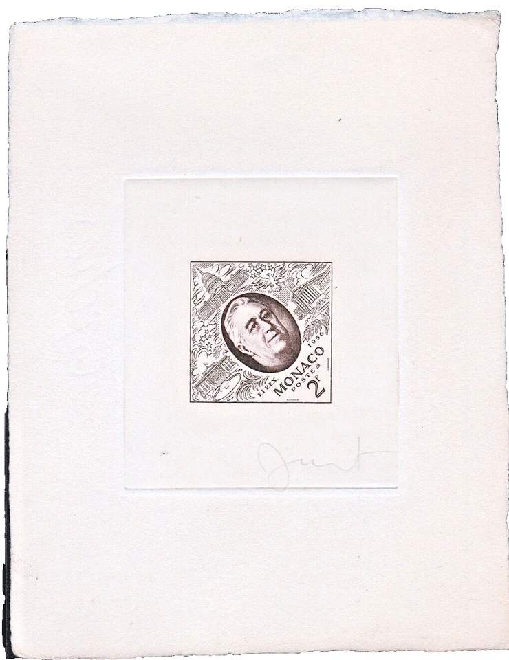 Monaco FDR 1956 Sc.355 2F firmado Artist Die Proof en marrón claro FIPEX Foto 1 de 1