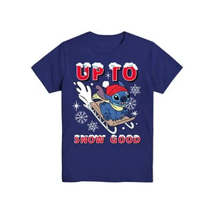 Stitch Up To Snow Good, Boys Graphic T-Shirt Blue Large - Picture 1 of 4